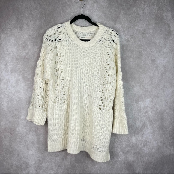 Pilcro x Anthropologie Devenne Pointelle Pullover Ivory Sweater Women's Size XS - Picture 7 of 9